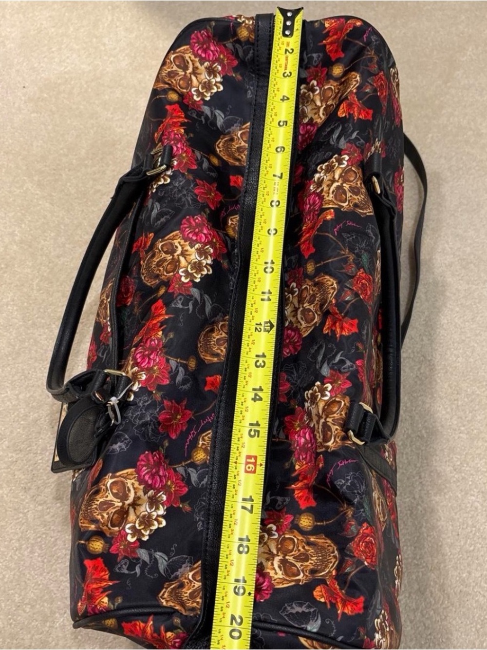Betsey Johnson Xtra Large Floral Skull Print Women's Tote Bag - Picture 6 of 8